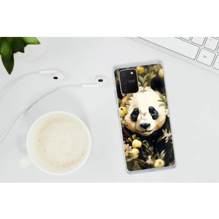 Panda - Pandabeer - Wilde dieren - Natuur - Bloemen Telefoonhoesje Samsung Galaxy S10 Lite klein -oordopS10Lite