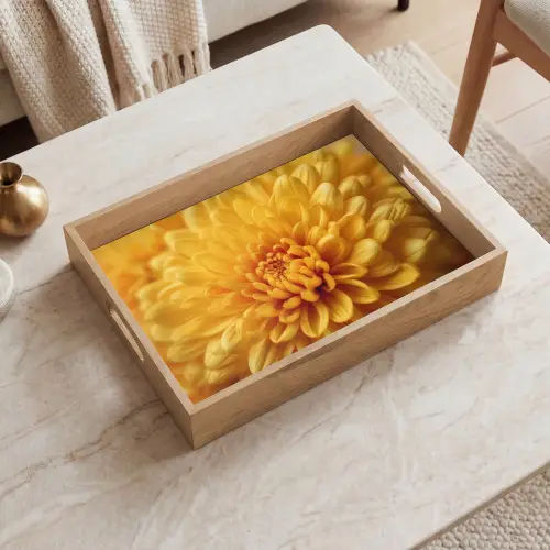Geel - Chrysant - Zachtheid Dienblad Rechthoek middel -sfeer1