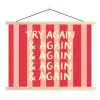 Strepen - Rood - Try again textielposter latten blank klein -3d