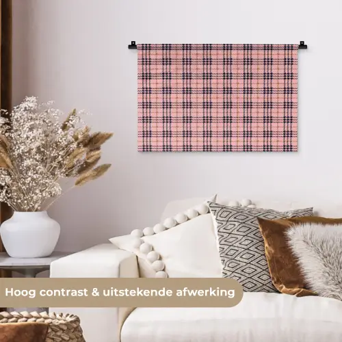 Plaid - Patroon - Schotse - Roze Wandkleed katoen klein 269 -sfeer1