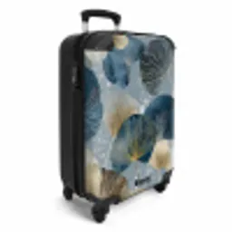 Bladeren - Abstract - Goud - Blauw NBS - Handbagage koffer - Volwassenen Unisex middel -productfoto_3d