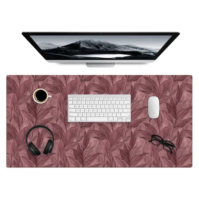 Desk Mat - Leaves - Pattern - Purple