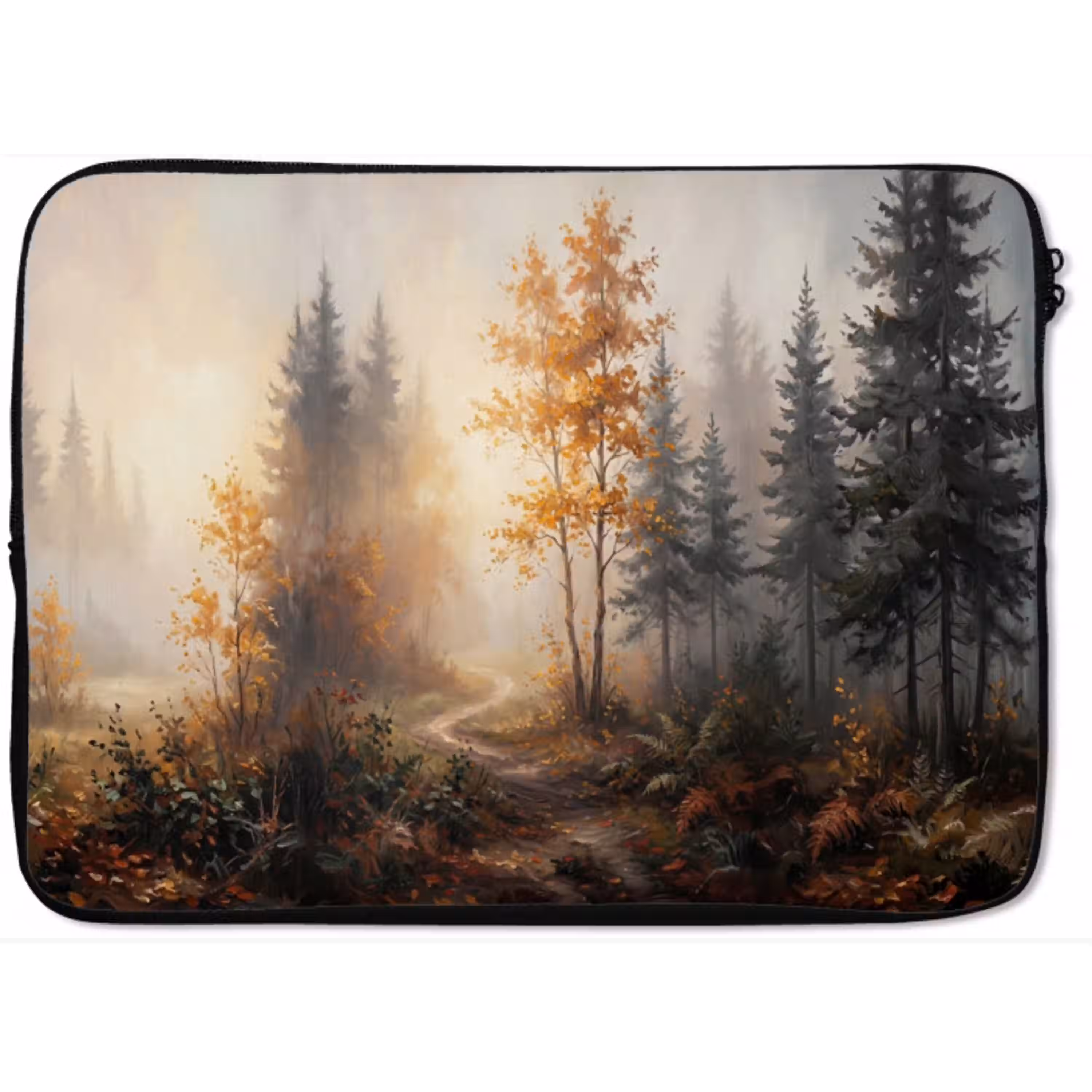 Bospad - Herfstbladeren - Natuur - Schilderachtig - Oranje laptophoes neopreen klein -zkaufland3dotto