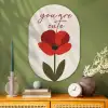 Klaproos - Bloem - Rood - Valentijn Wandcirkel Ovaal Glas middel -sfeer2