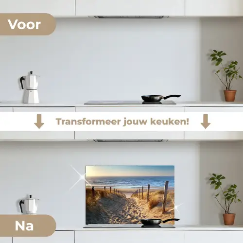 Strand - Zee - Nederland - Duinen - Zon keuken achterwand spatscherm klein -voor_na_NL