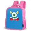 Dierenportret - Monster - blauw Kinderrugzak - Roze middel -schuin