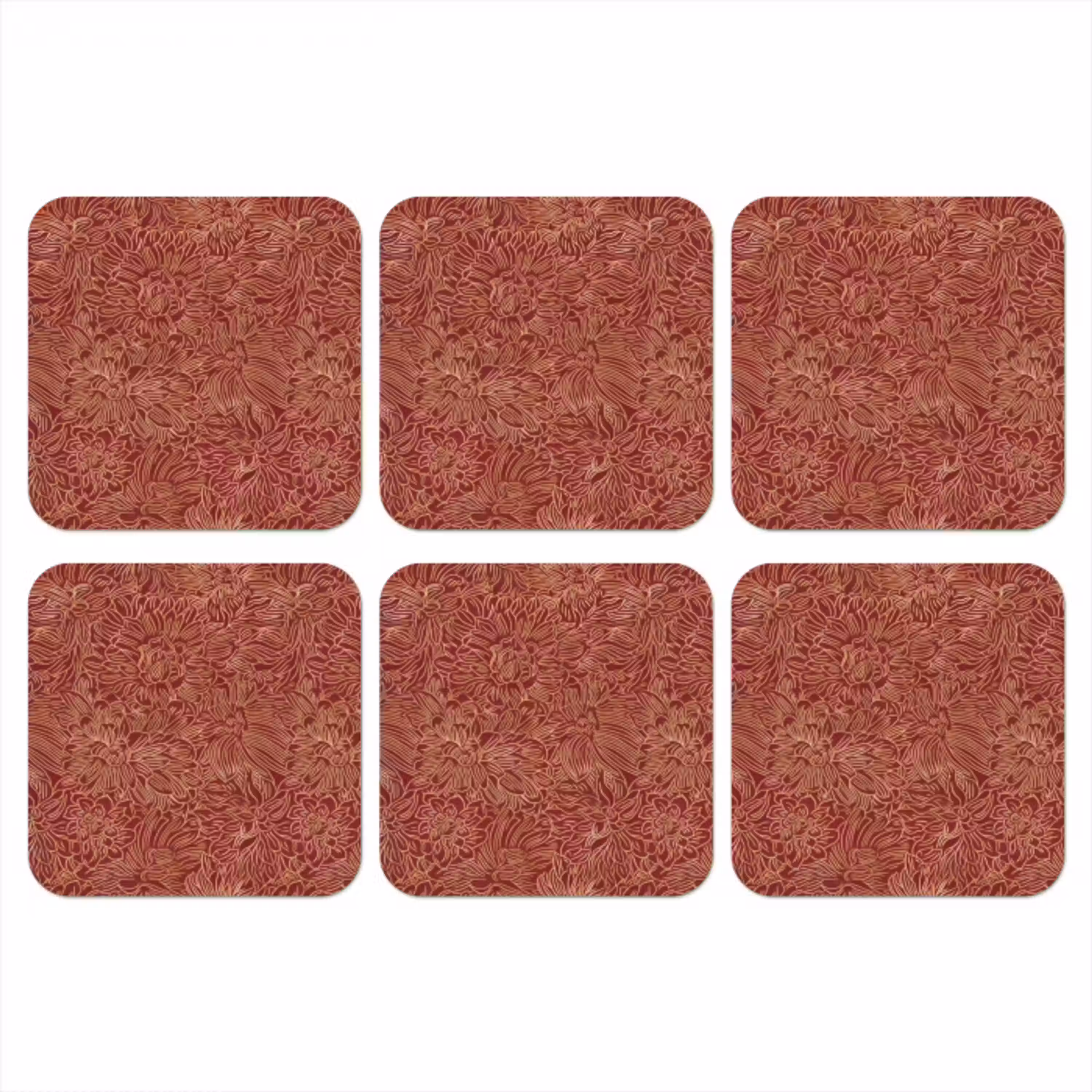 Bloemen - Motief - Rood onderzetter kurk middel 366 -3d