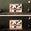 Roze - Abstract - Aesthetic - Modern - Vormen Light Box met kabel (Tafellamp) klein -sfeer3