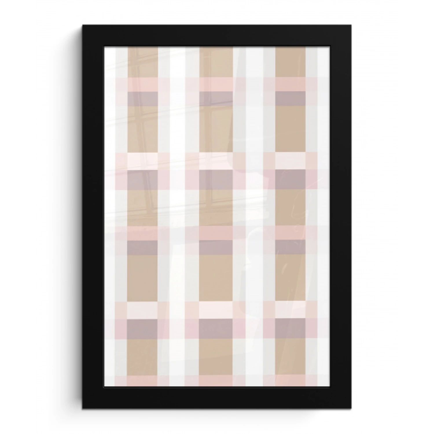 Ruitpatroon - Aardetinten - Minimalistisch fotolijst zwart zonder passe partout klein 224 -3d