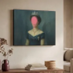 Kroon - Roze druipend verf - Portret Textielframe - compleet frame klein -sfeer3