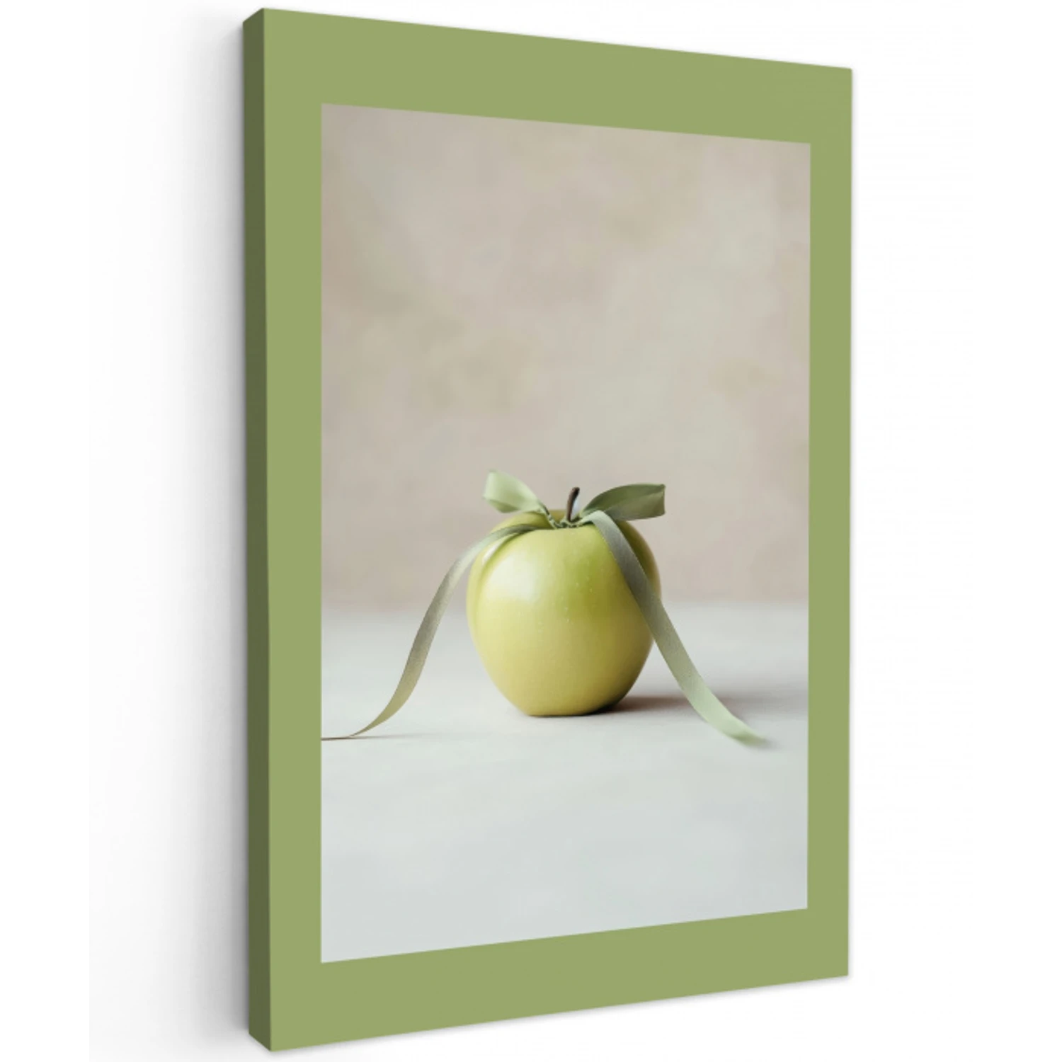 Groen - Appel - Strikje Tuinposter op houten frame 2 cm dik klein -3d
