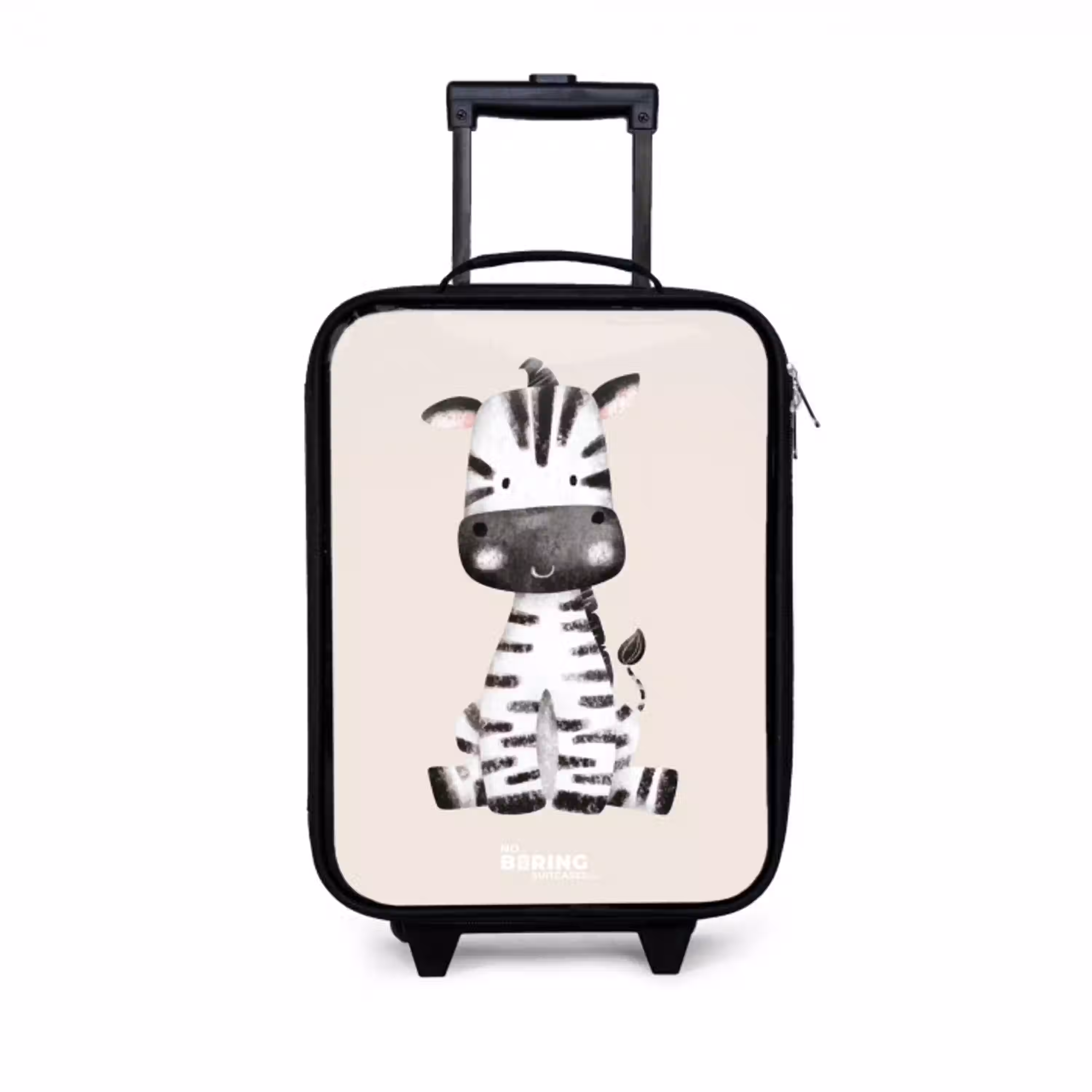 Zebra portrettekening met beige achtergrond Kinderkoffer - Zwart klein -3d