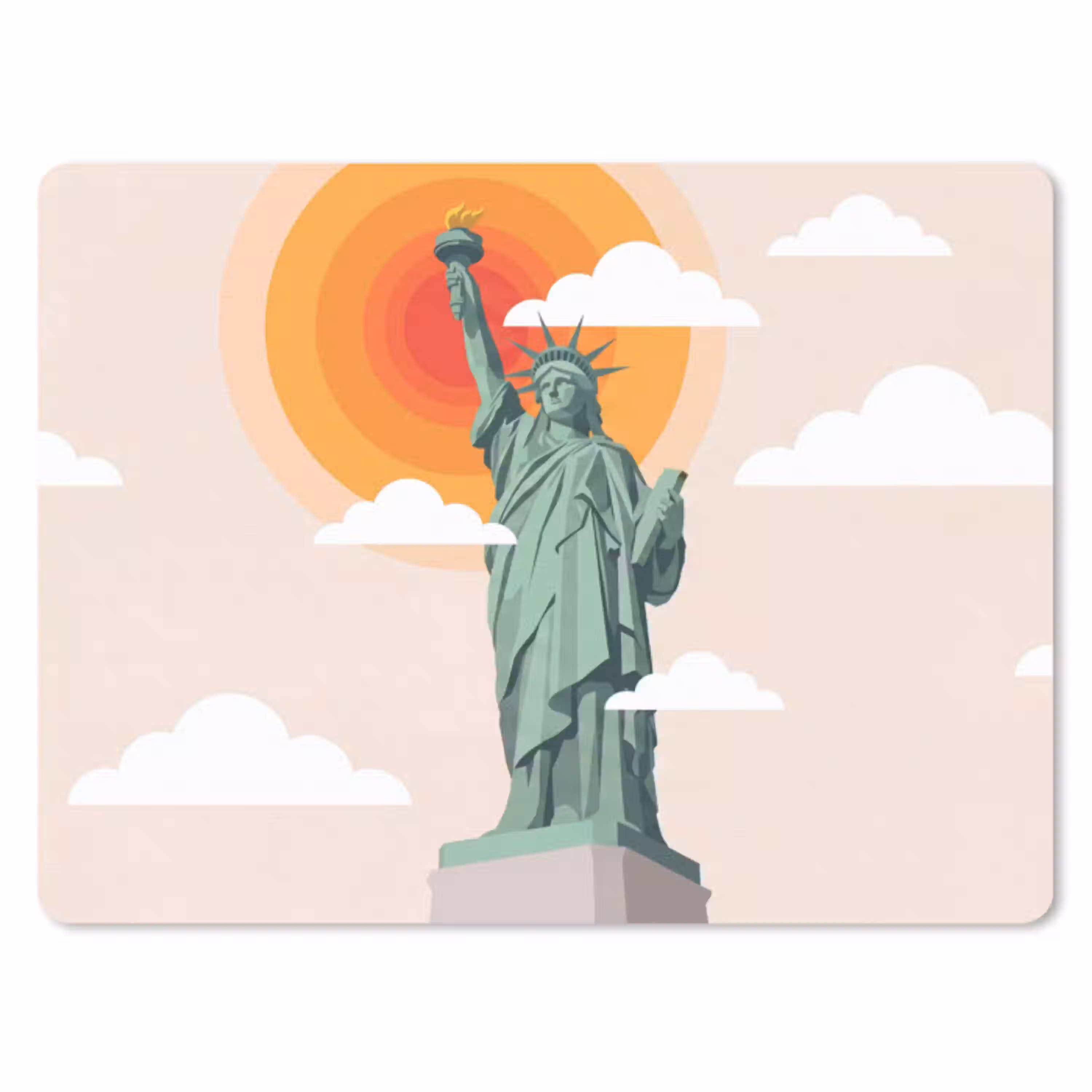 Vrijheidsbeeld - New York - Zon - Modern muismat rubber klein -3d