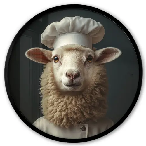 Schaap - Wol - Kok Fotolijst rond zonder passe partout klein -3d