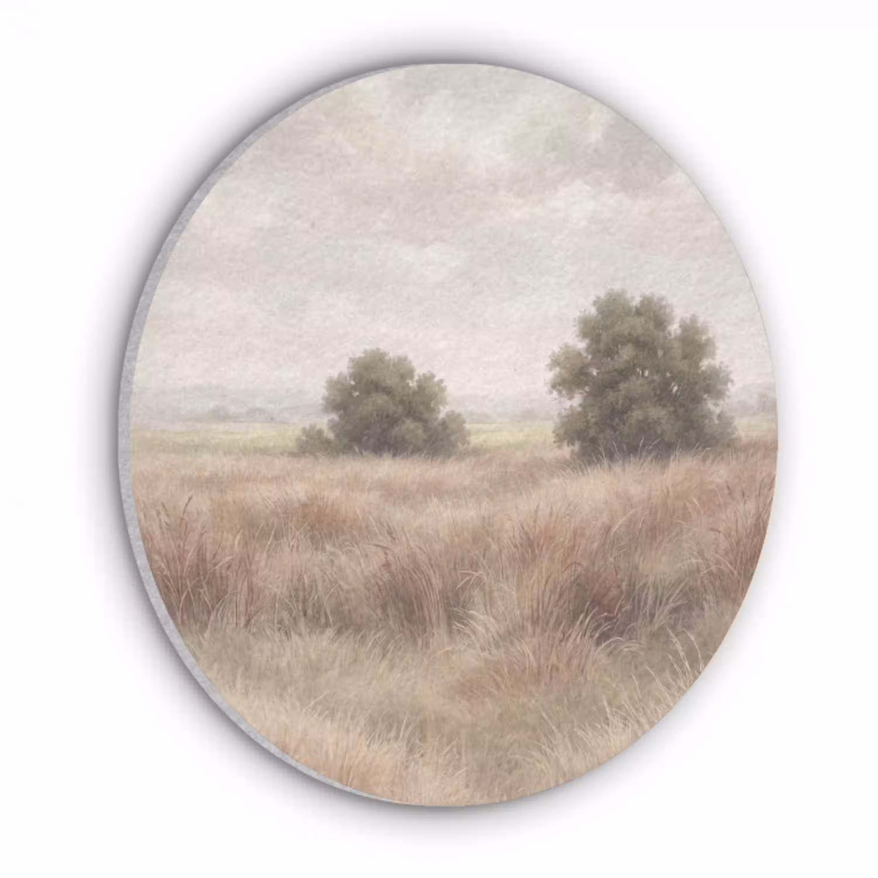 Landschap - Minimalistisch - Beige Akoestische PET Vilt - Rond klein -3d