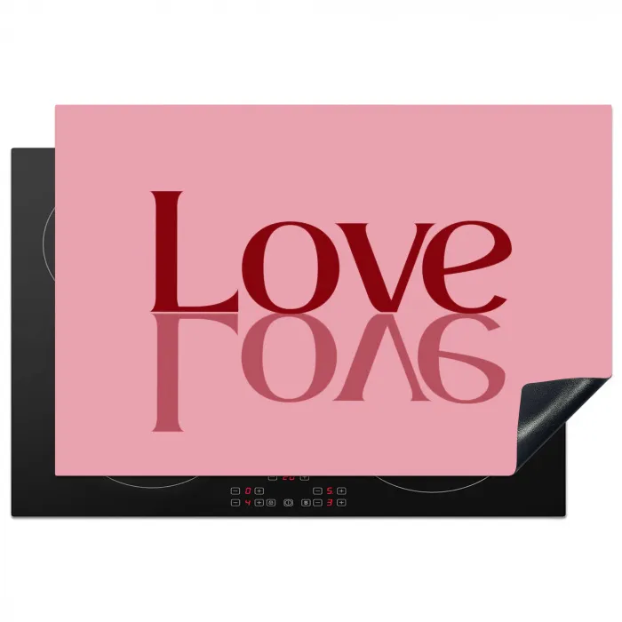 Love - Roze - Spiegeling Inductie beschermer vinyl 3mm klein -3d