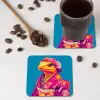 Bloemenkrans - Hagedis - Kimono - Paars onderzetter kurk middel -sfeer2