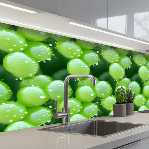 Druiven - Groen - Druppels keuken achterwand 2 middel 871 -3d_schuin