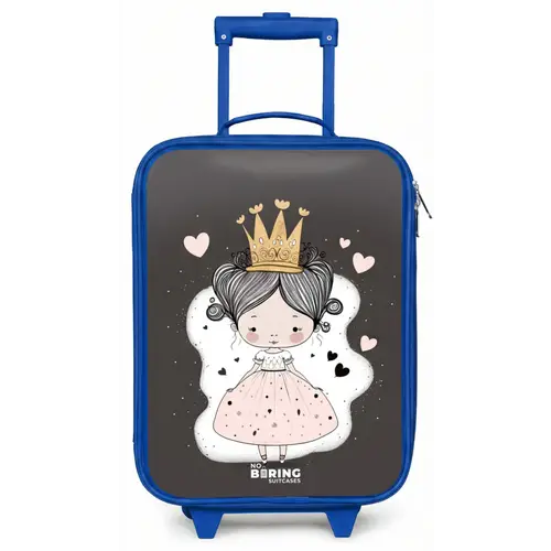 Kleine prinses op zwarte achtergrond Kinderkoffer - Blauw klein -zz3dotto