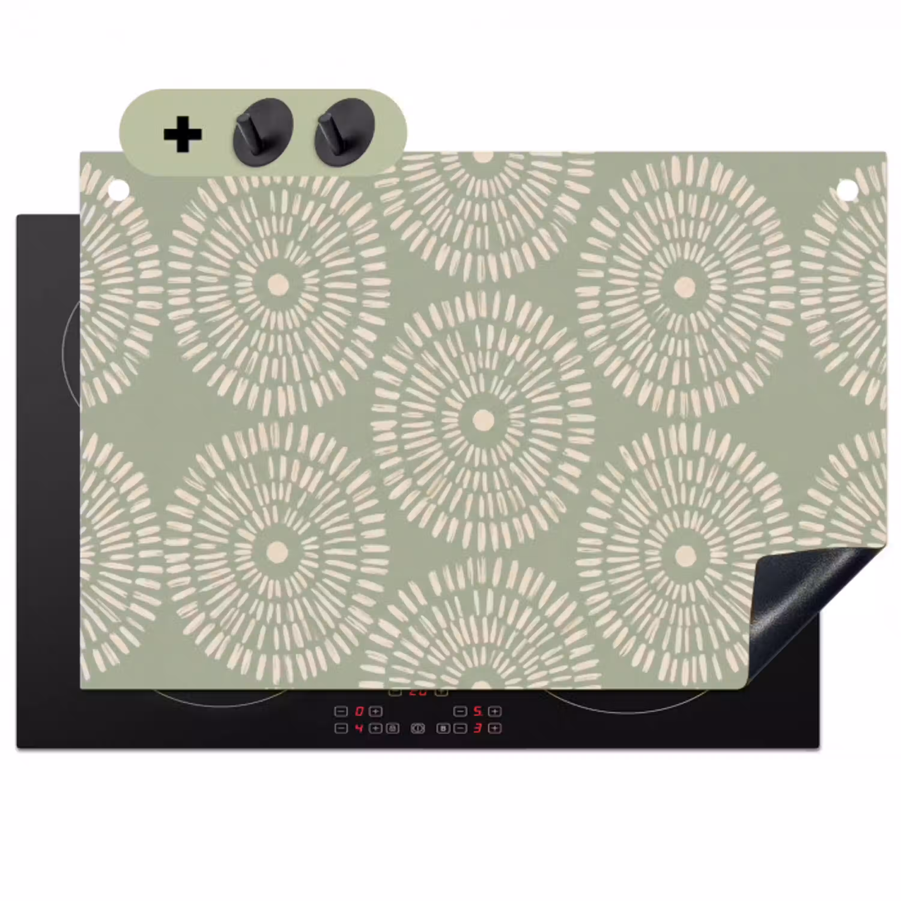 Patroon - Cirkels - Abstract - Modern - Groen Inductie beschemer met haakjes klein -3d