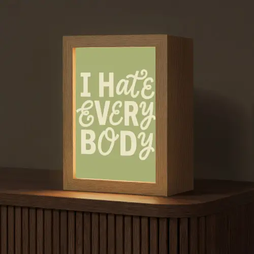 I hate everybody - Groen - Retro Light Box met kabel (Tafellamp) klein -z3d_website