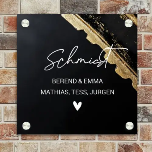 Gouden hoek - Sierlijk Naambord Vierkant klein -sfeer2