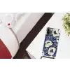 Bloemen - Patroon - Blauw - Wit Hoesje iPhone 12 Pro met koord klein -kamer
