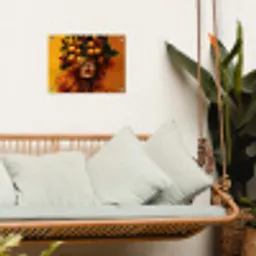 Vrouw - Citroenen - Bloesem - Geel tuinposter los doek klein -sfeer7