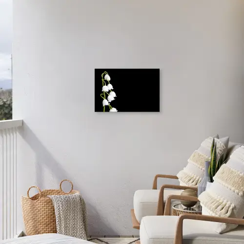 Lelietjes van dalen - Bloemen - Zwart - Flora Tuinposter op houten frame 2 cm dik klein -sfeer1