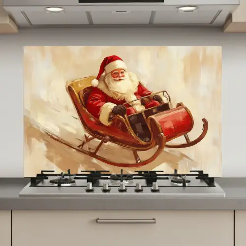 Kerst - Slee - Kerstman keuken achterwand spatscherm klein -3d_website