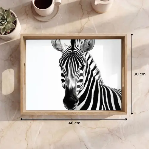 Zebra - Close-up - Zwart - Strepen Dienblad Rechthoek middel -USP_Formaat