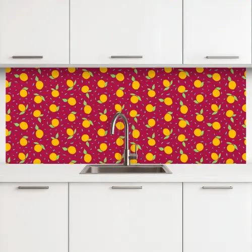 Rood - Donker - Patroon - Sinaasappels keuken achterwand 2 middel 871 -3d