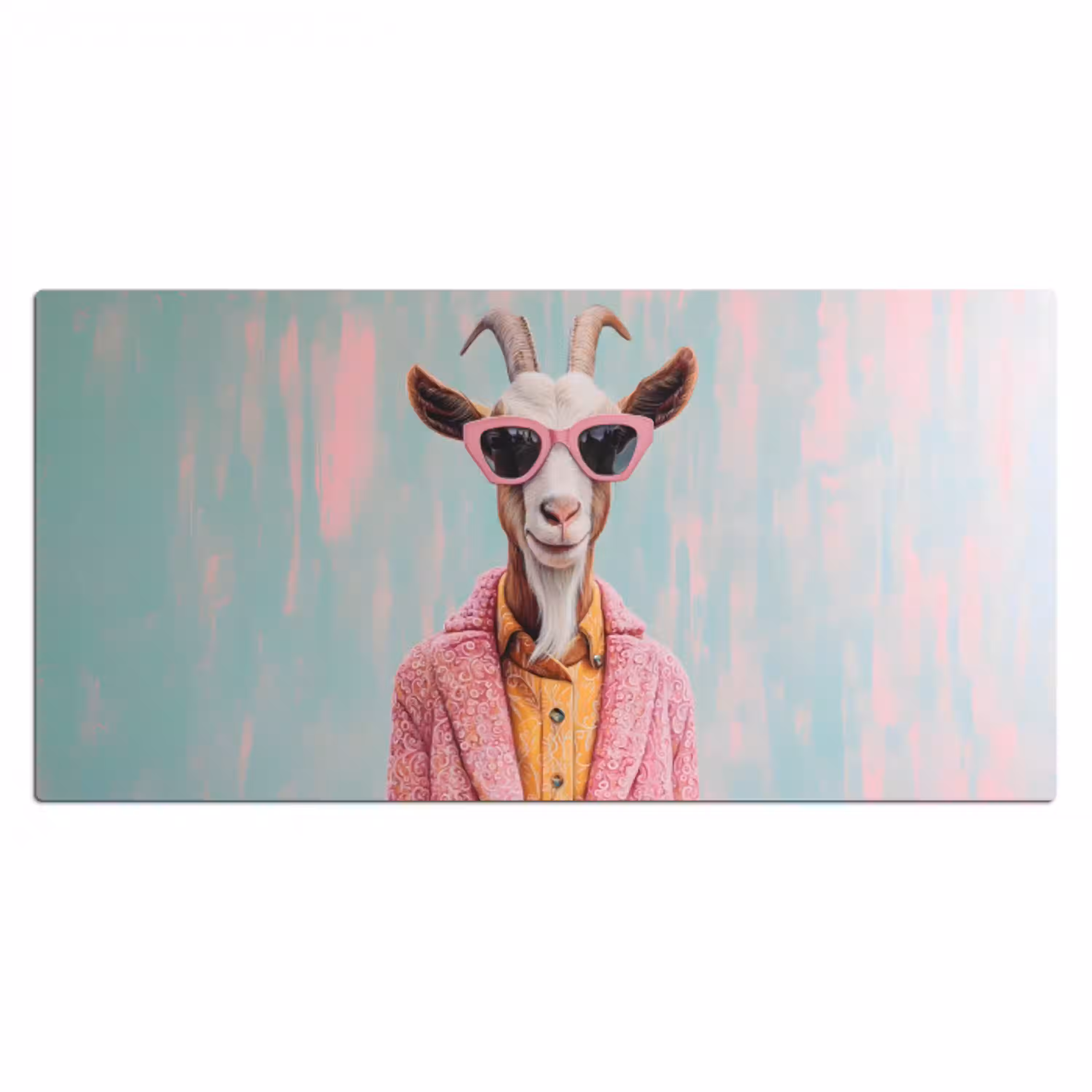 Zonnebril - Roze - Geit - Horen Muismat XXL klein -3d_leeg