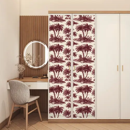 Tropisch - Geometrisch - Bordeauxrood deurposter klein 289 -sfeer3