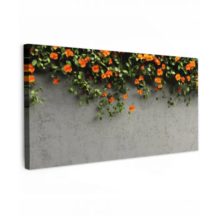 Bloemen - Muur - Oranje Tuinposter op houten frame 2 cm dik xxl -3d