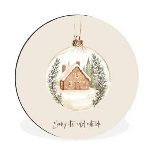 Quote - Winter - Kerst - Beige - Kerstbal Wandcirkel aluminium klein -3d