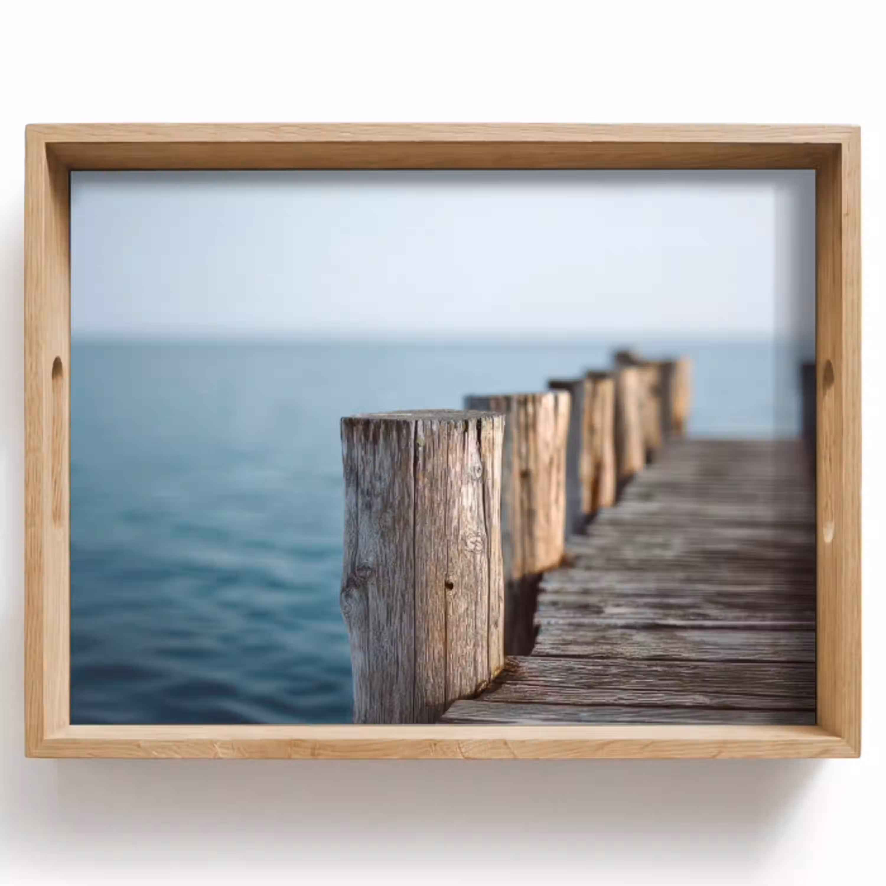 Houten steiger - Helderblauwe lucht Dienblad Rechthoek middel -z3d_shopping