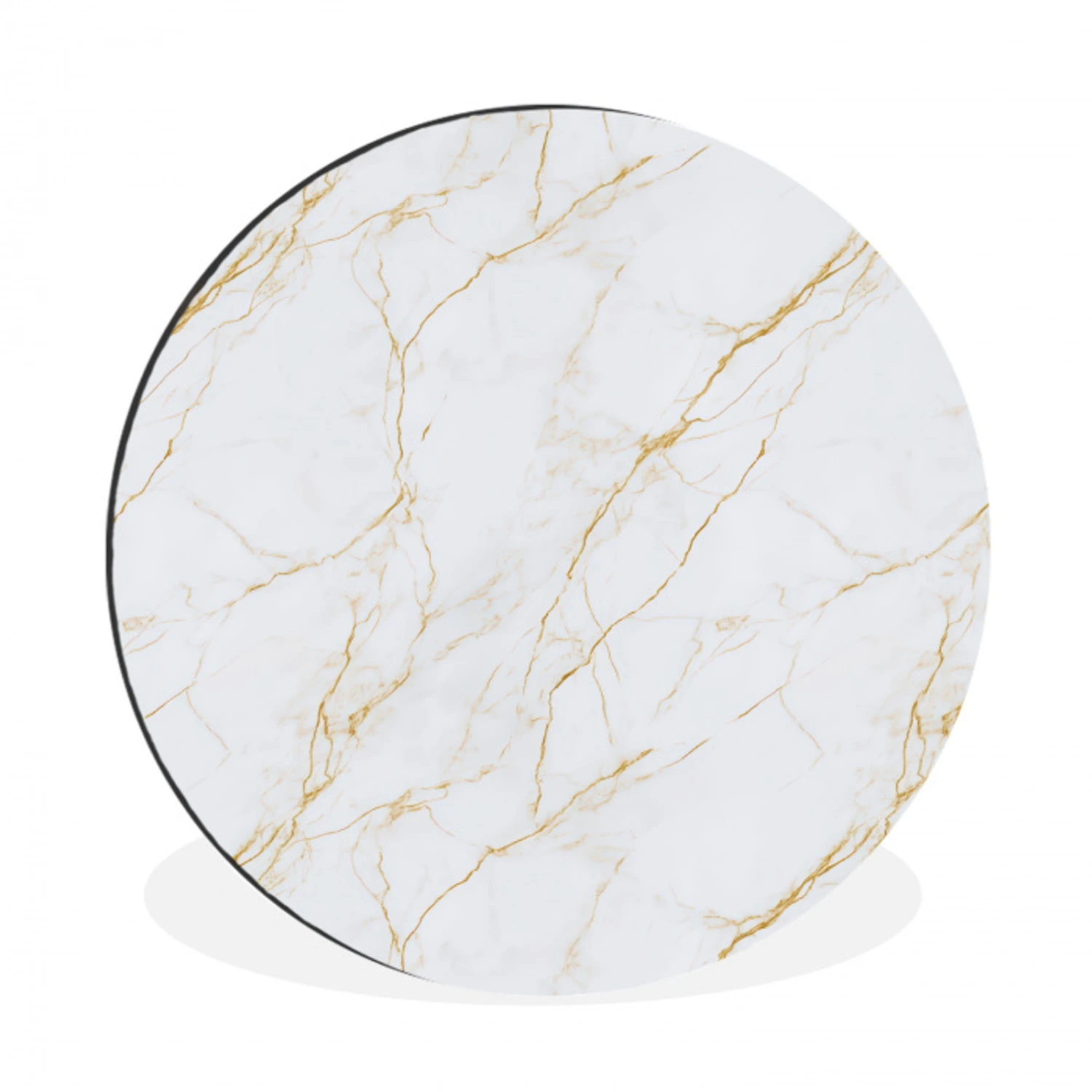 Wit - Marmer - Goud - Luxueus Wandcirkel aluminium klein 190 -3d