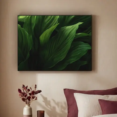 Bladeren - Schaduw - Groen - Textuur Textielframe zwart klein -sfeer1