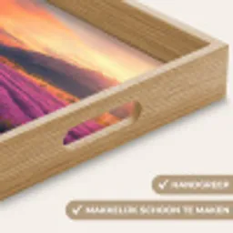 Lavendelveld - Zonsondergang - Paars Dienblad Rechthoek middel -USP_HandgreepNL