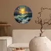 Zee - Zon - Golven - Rotsen Wandcirkel behangsticker klein -sfeer1