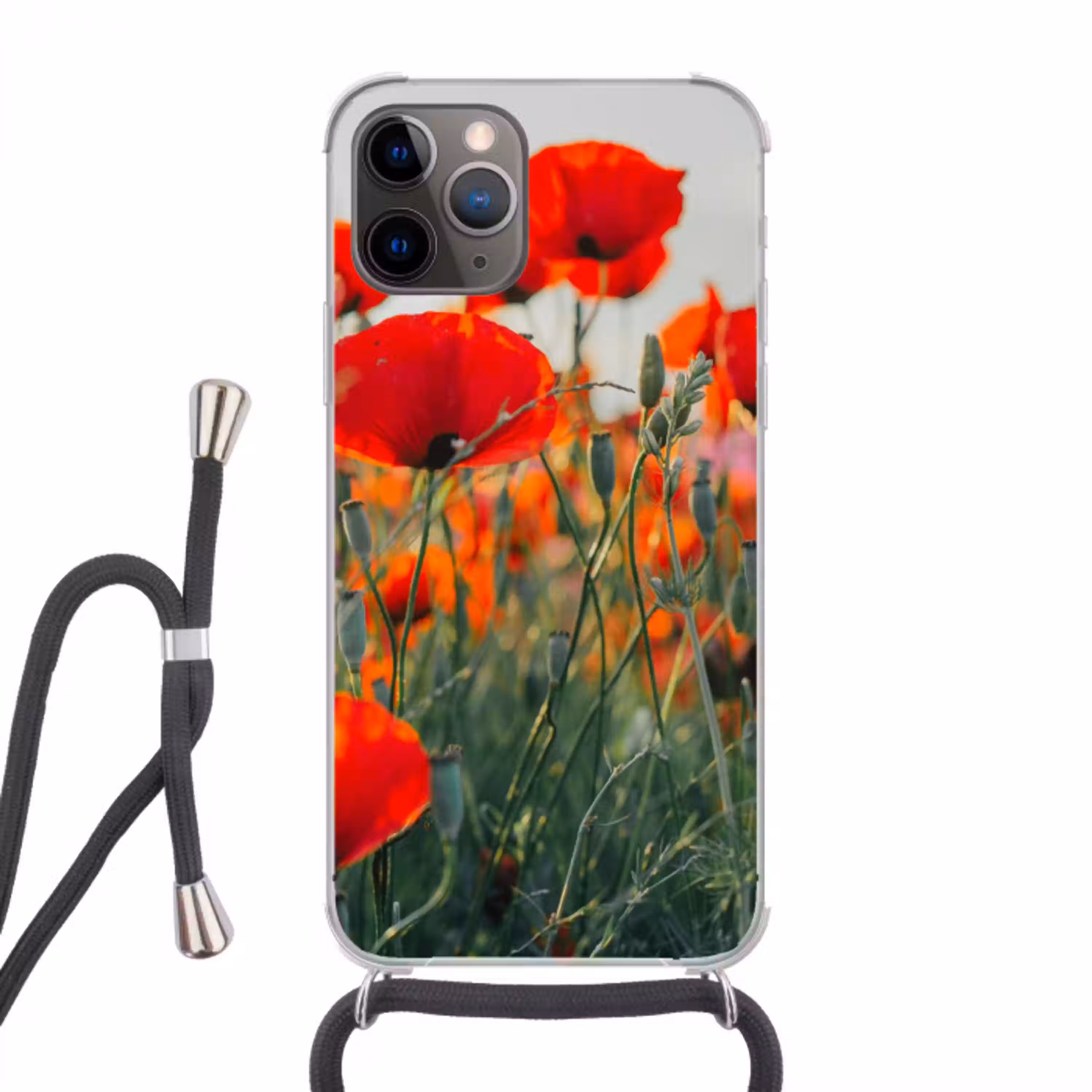 Klaproos - Bloemen - Wilde bloemen Hoesje iPhone 11 Pro Max met koord klein -3d