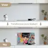 Kauwgom - Vrouw - Penseelstreken - Modern keuken achterwand spatscherm klein -voor_na_NL