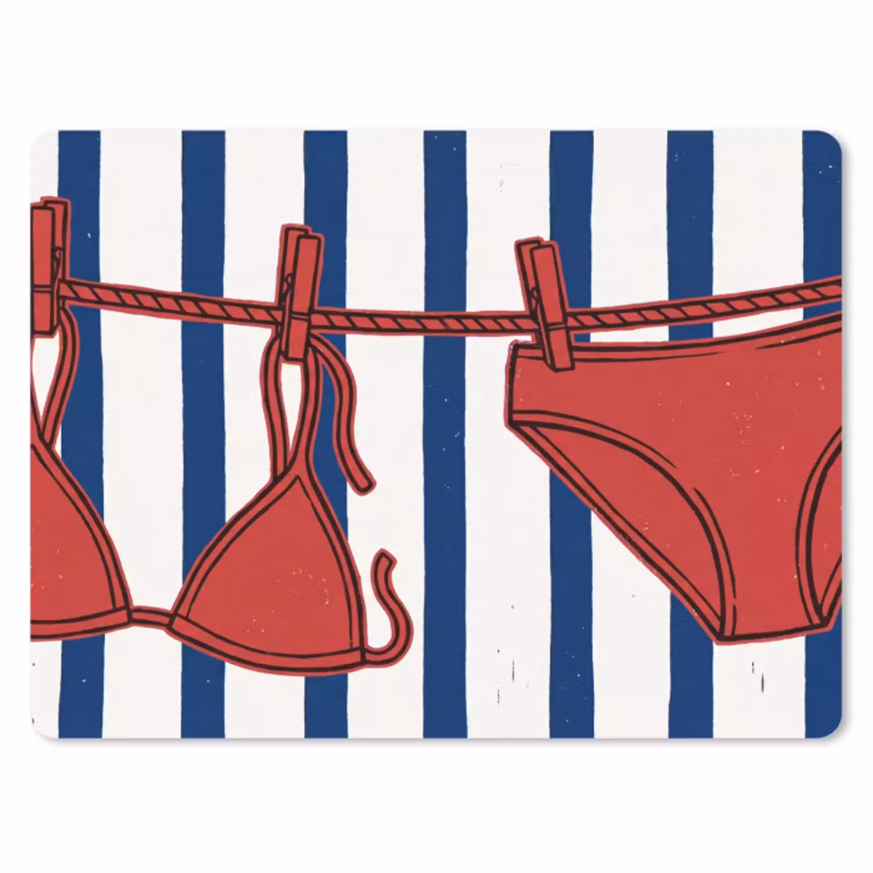 Badkleding - Waslijn - Zomer - Illustratie - Rood muismat rubber klein -3d