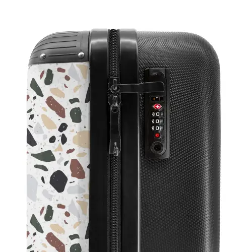 Terrazzo natuurlijk kleurpatroon NBS - Handbagage koffer - Kinderen Unisex middel -slot