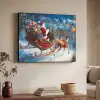 Kerstman - Rendier - Kerst - Sneeuw Textielframe zwart klein -sfeer3