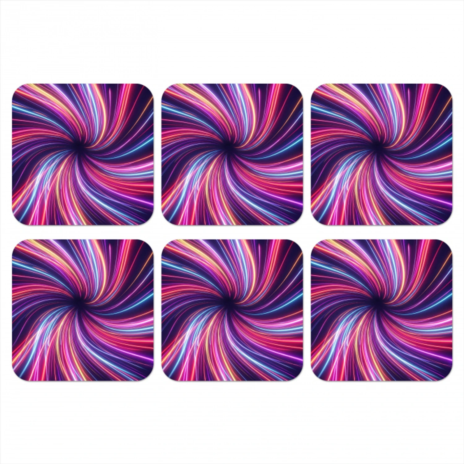 Abstract - Swirl - Futuristic - Neon onderzetter kurk middel -3d