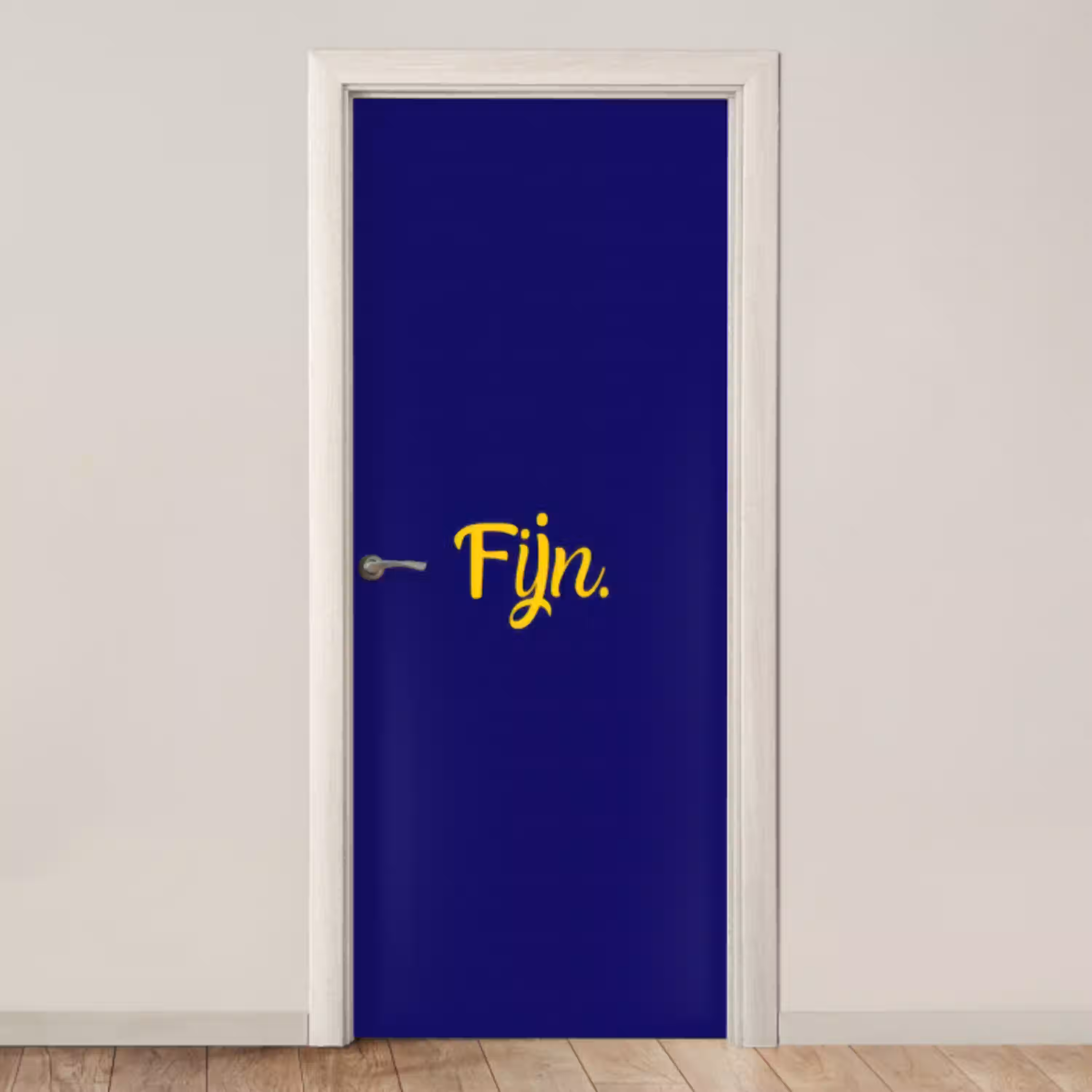 Blauw - Geel - Fijn deurposter klein -3d_beige