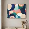 Abstract - Blauw - Roze Textielframe zwart klein -sfeer2