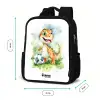 Dino met voetbal in kleurrijk veld Rugzak - Zwart middel -productfoto_formaten